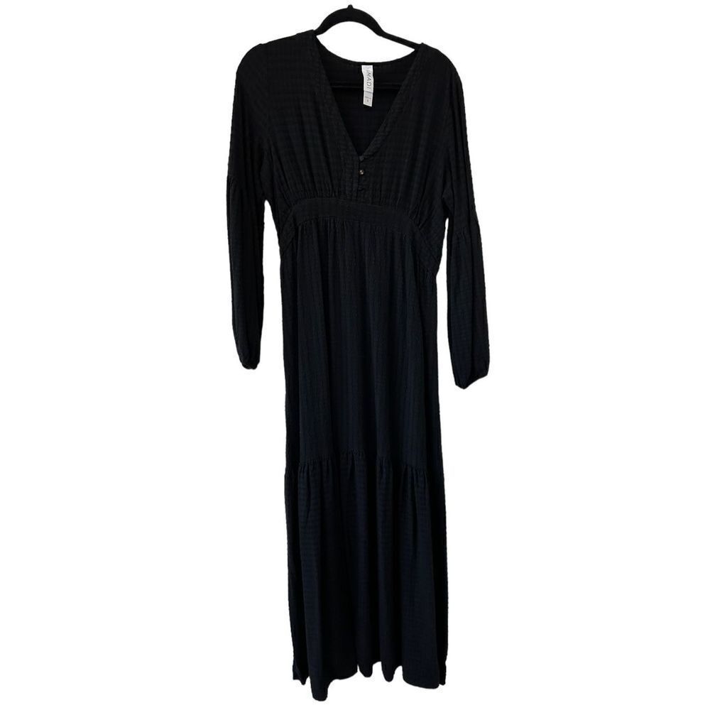 Anthropologie Amadi Alisha Tiered Maxi Dress Long Sleeve Black Women's Small